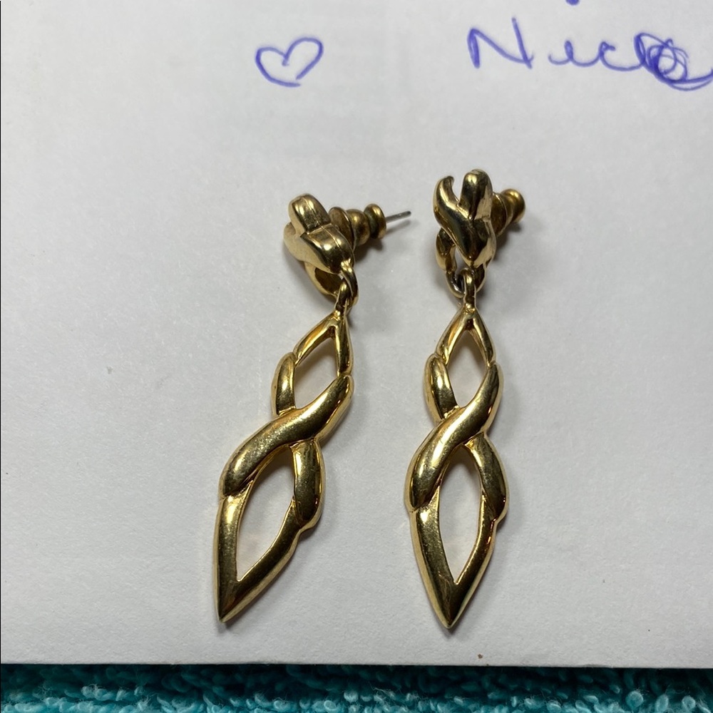 Vintage 2" Elegant Gold Earrings